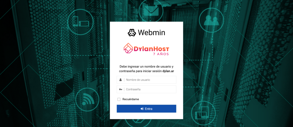 Acceso al panel Virtualmin
